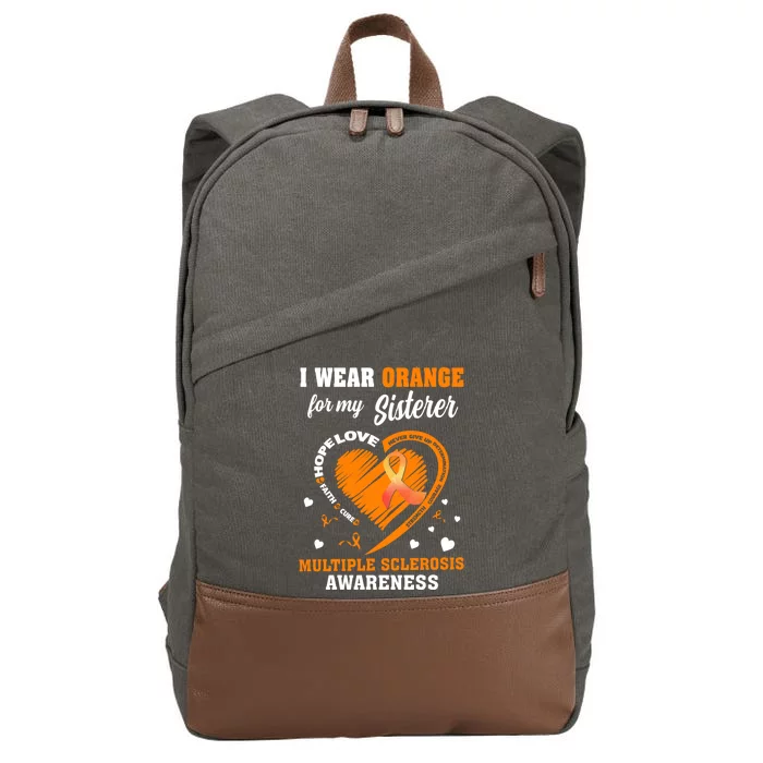 I Wear Orange For My Sister Multiple Sclerosis Ms Cool Gift Cotton Canvas Backpack