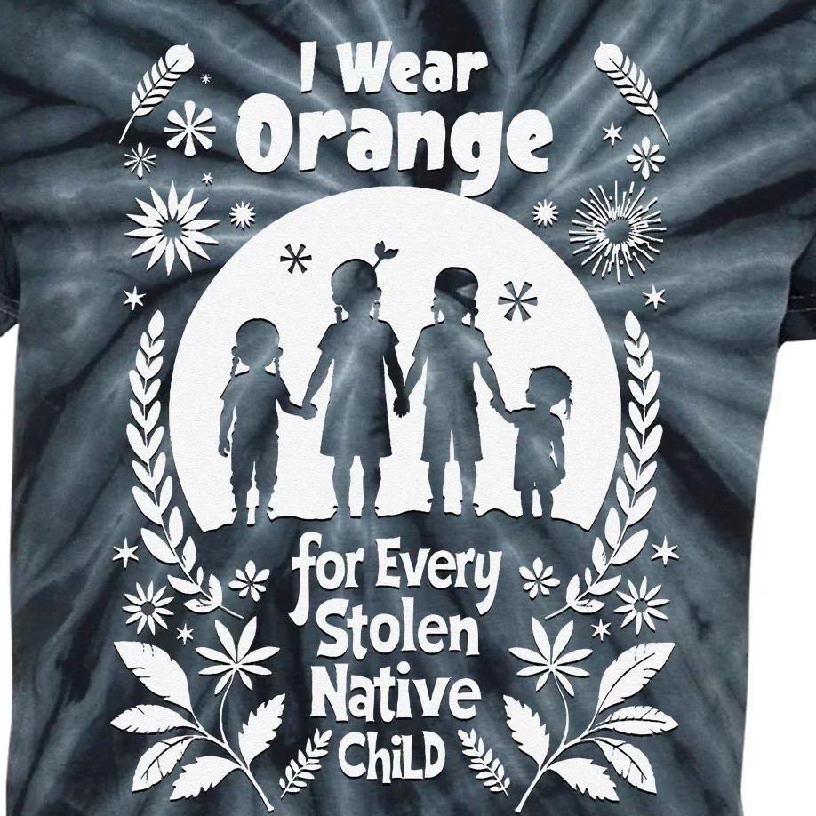 I Wear Orange For Every American Native Child Indian Pride Gift Kids Tie-Dye T-Shirt