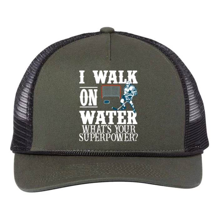 I Walk On Water What's Your Superpower? Hockey Retro Rope Trucker Hat Cap