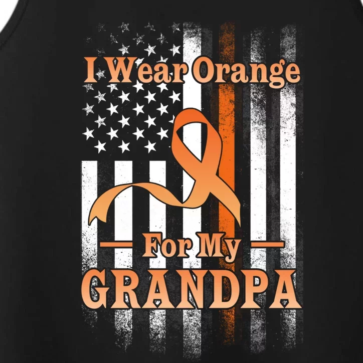 I Wear Orange Grandpa Multiple Sclerosis Ms Flag Funny Gift Performance Tank