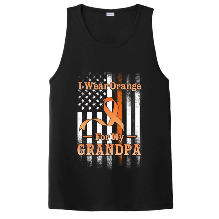 I Wear Orange Grandpa Multiple Sclerosis Ms Flag Funny Gift Performance Tank