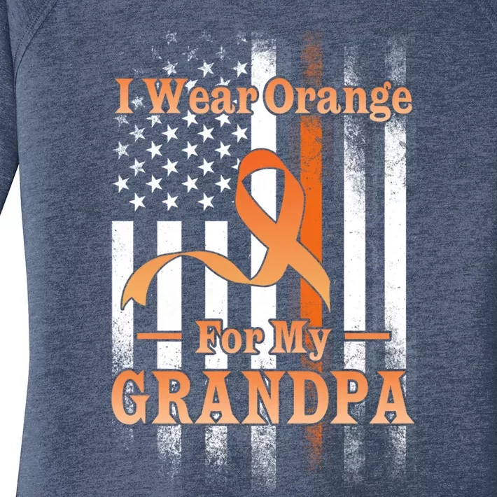 I Wear Orange Grandpa Multiple Sclerosis Ms Flag Funny Gift Women's Perfect Tri Tunic Long Sleeve Shirt