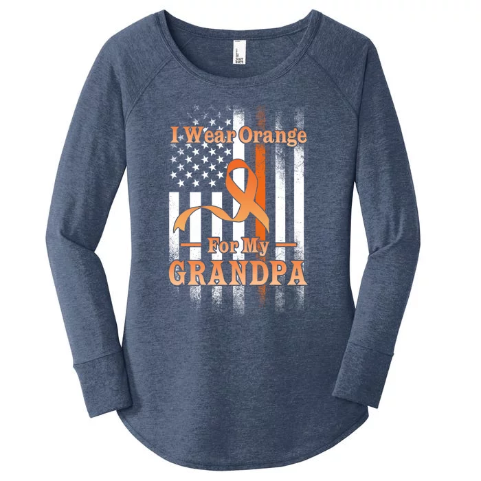 I Wear Orange Grandpa Multiple Sclerosis Ms Flag Funny Gift Women's Perfect Tri Tunic Long Sleeve Shirt