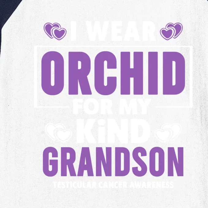 I Wear Orchid For My Grandson Gift Testicular Cancer Awareness Funny Gift Baseball Sleeve Shirt