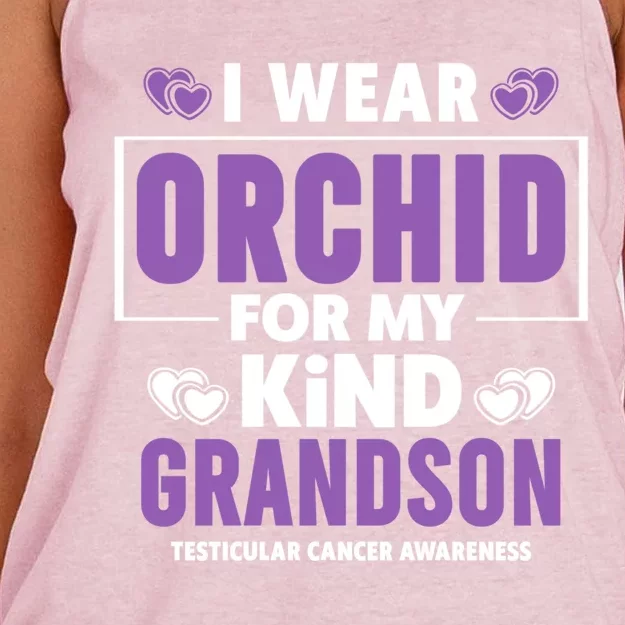 I Wear Orchid For My Grandson Gift Testicular Cancer Awareness Funny Gift Women's Knotted Racerback Tank