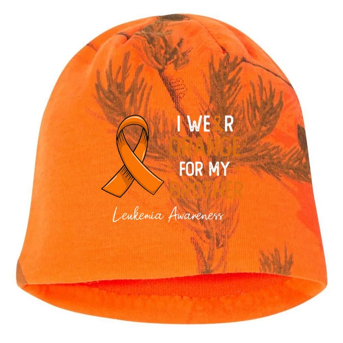 I Wear Orange For My Brother Leukemia Awareness Month Kati - Camo Knit Beanie