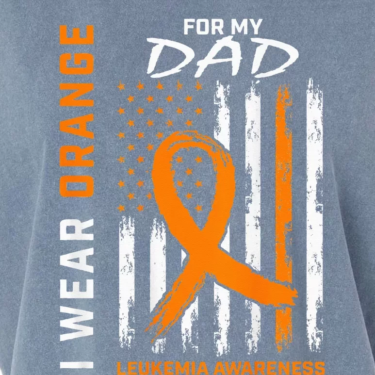 I Wear Orange For My Dad Leukemia Awareness American Flag Garment-Dyed Women's Muscle Tee