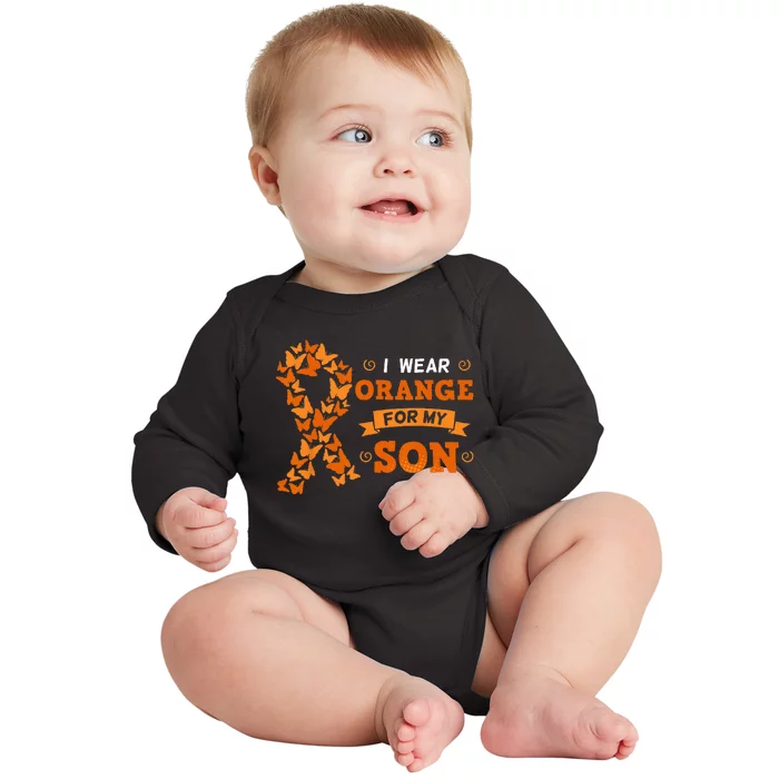 I Wear Orange For My Son Leukemia Blood Cancer Cells Patient Baby Long Sleeve Bodysuit