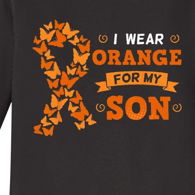 I Wear Orange For My Son Leukemia Blood Cancer Cells Patient Baby Long Sleeve Bodysuit