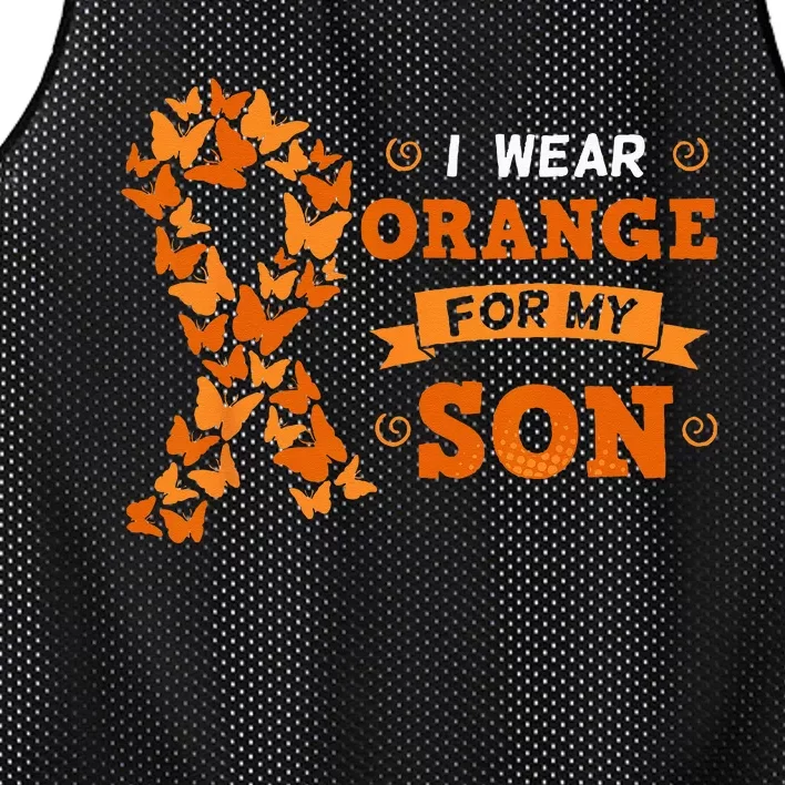 I Wear Orange For My Son Leukemia Blood Cancer Cells Patient Mesh Reversible Basketball Jersey Tank