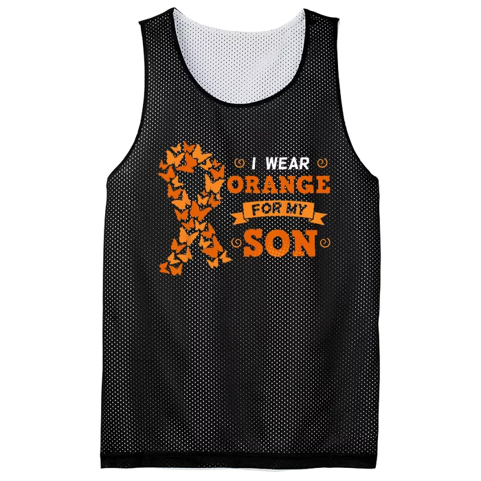 I Wear Orange For My Son Leukemia Blood Cancer Cells Patient Mesh Reversible Basketball Jersey Tank