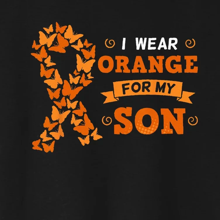 I Wear Orange For My Son Leukemia Blood Cancer Cells Patient Women's Crop Top Tee