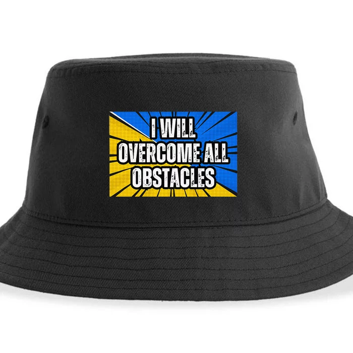 I Will Overcome All Obstacles Inspirational Motivational Sustainable Bucket Hat