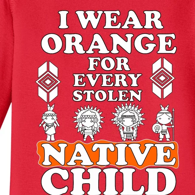 I Wear Orange For Every American Native Child Indian Pride Baby Long Sleeve Bodysuit