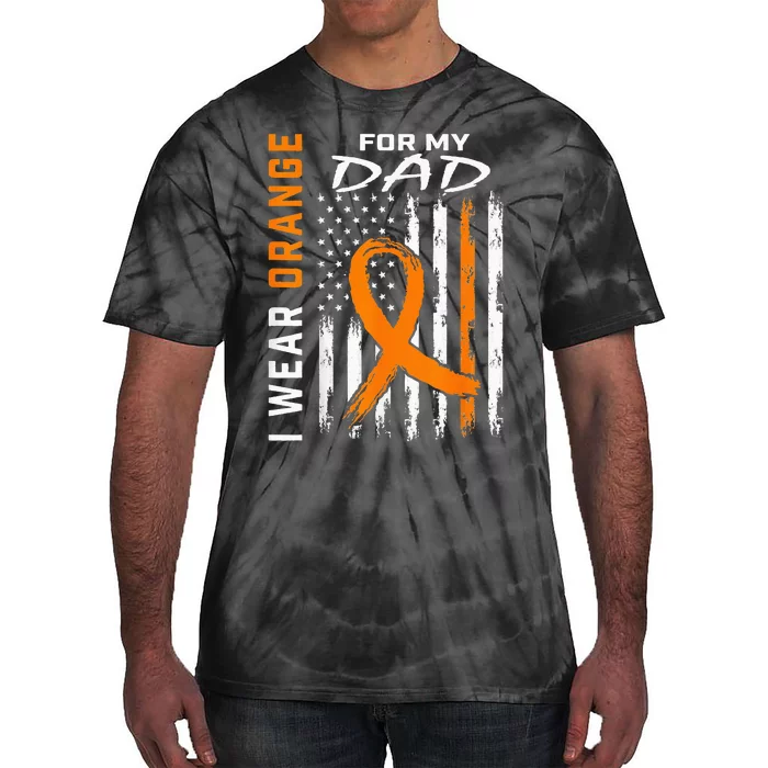 I Wear Orange For My Dad Kidney Cancer Awareness Flag Gifts Tie-Dye T-Shirt