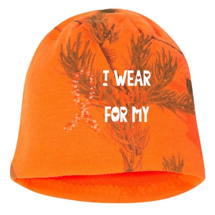 I Wear Orange For My Dad Kidney Cancer Awareness Support Kati - Camo Knit Beanie