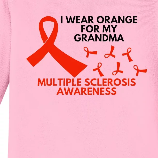 I Wear Orange For My Grandma Multiple Sclerosis Ms Awareness Baby Long Sleeve Bodysuit