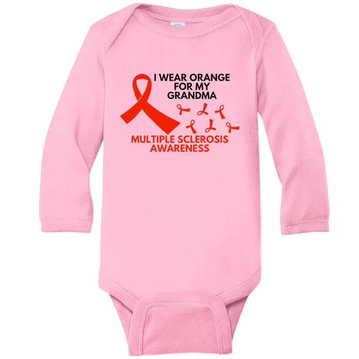 I Wear Orange For My Grandma Multiple Sclerosis Ms Awareness Baby Long Sleeve Bodysuit