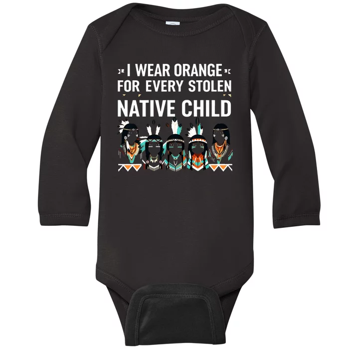 I Wear Orange For Every American Native Child Indian Pride Baby Long Sleeve Bodysuit