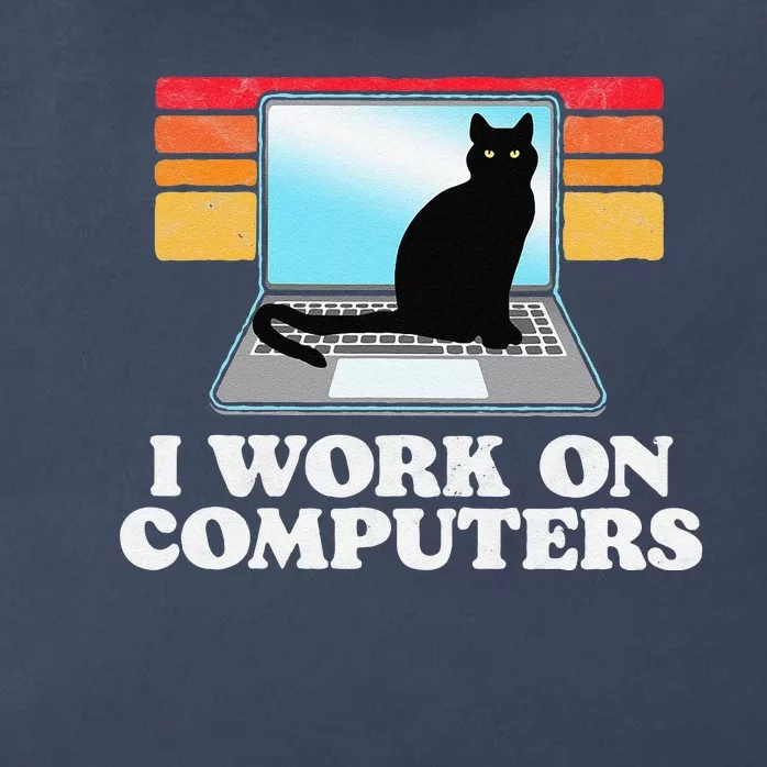 I Work On Computers Distracting Cat On Laptop Funny Retro Zip Tote Bag