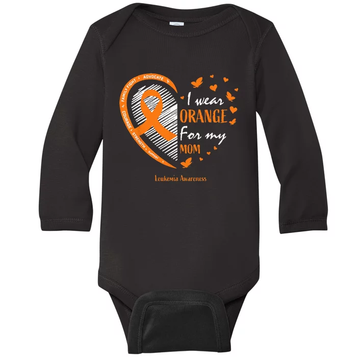 I Wear Orange For My Mom Leukemia Awareness Baby Long Sleeve Bodysuit