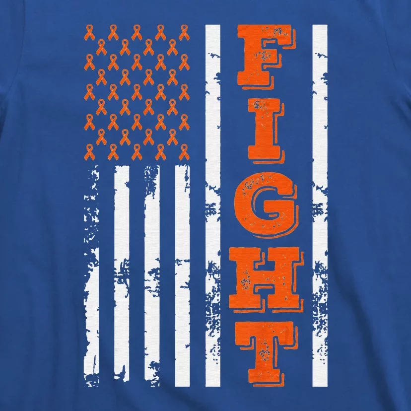 I Wear Orange Fight Kidney Cancer Awareness American Flag T-Shirt