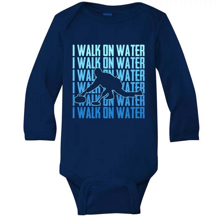 I Walk On Water Curling Cute Gift Baby Long Sleeve Bodysuit