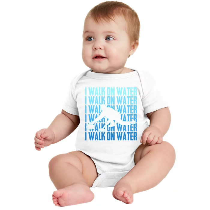 I Walk On Water Curling Cute Gift Baby Bodysuit