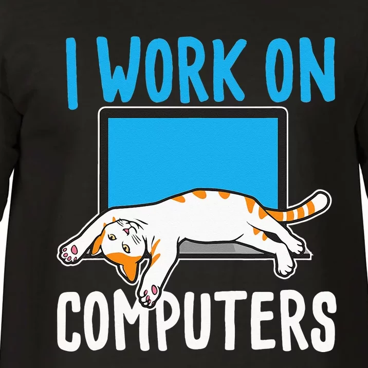 I Work On Computers Funny Cat Lover Kitten Kitty Comfort Colors T-Shirt