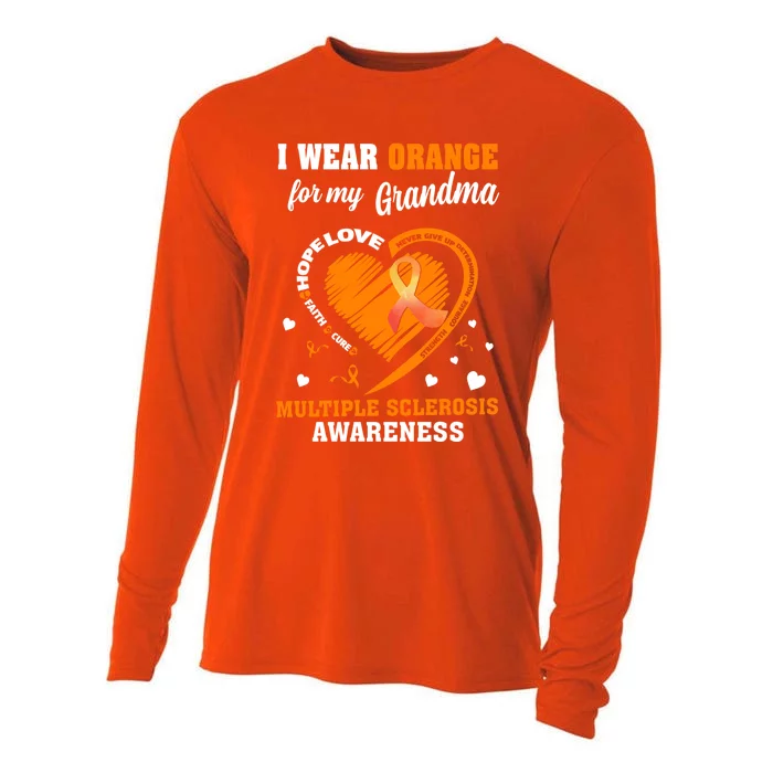 I Wear Orange For My Grandma Multiple Sclerosis Ms Cool Gift Cooling Performance Long Sleeve Crew