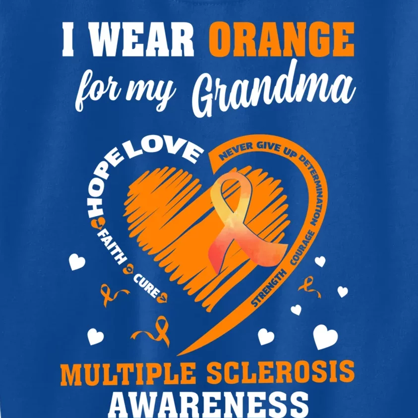 I Wear Orange For My Grandma Multiple Sclerosis Ms Cool Gift Kids Sweatshirt