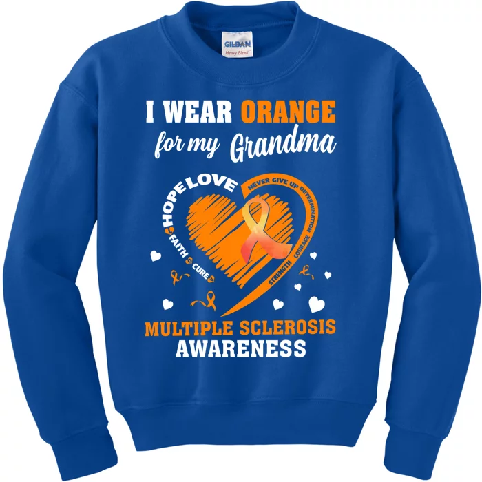 I Wear Orange For My Grandma Multiple Sclerosis Ms Cool Gift Kids Sweatshirt