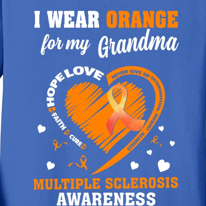 I Wear Orange For My Grandma Multiple Sclerosis Ms Cool Gift Kids Long Sleeve Shirt