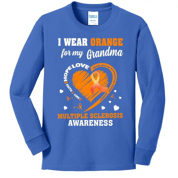 I Wear Orange For My Grandma Multiple Sclerosis Ms Cool Gift Kids Long Sleeve Shirt