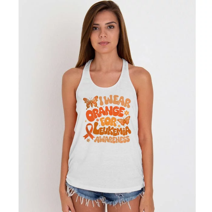 I Wear Orange For Leukemia Awareness Women's Knotted Racerback Tank