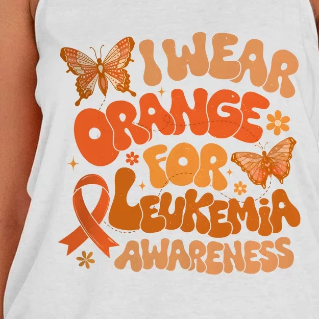 I Wear Orange For Leukemia Awareness Women's Knotted Racerback Tank