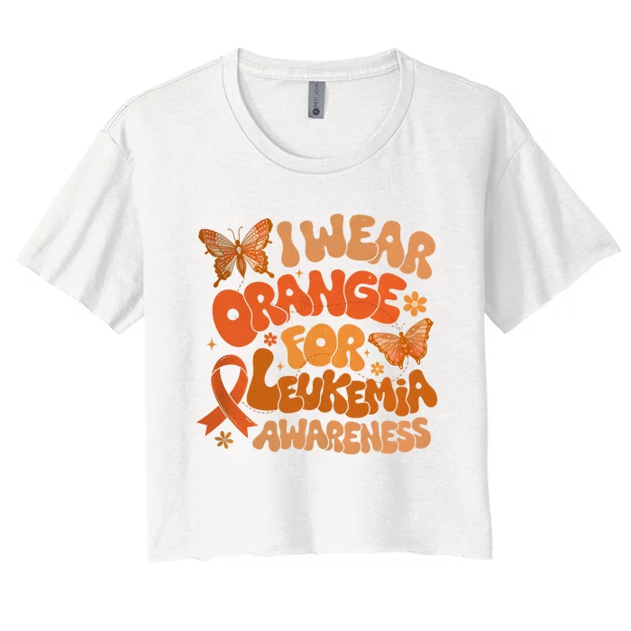 I Wear Orange For Leukemia Awareness Women's Crop Top Tee