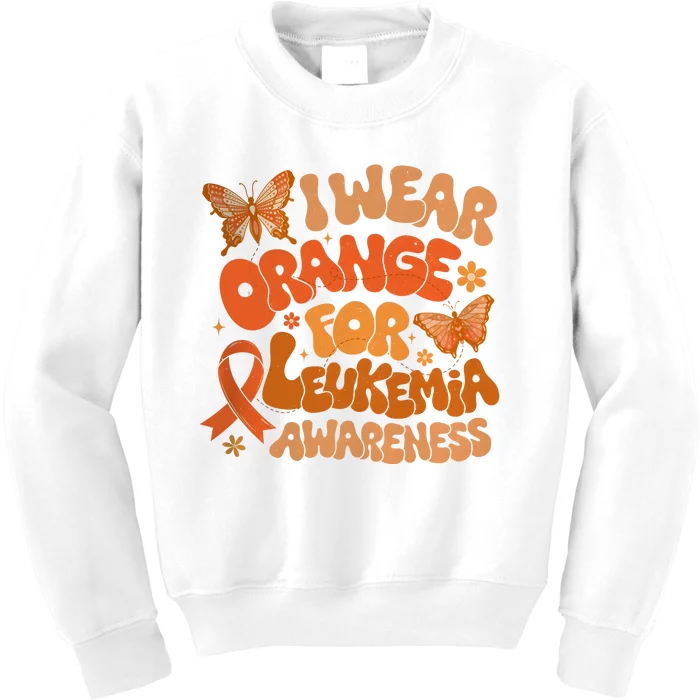 I Wear Orange For Leukemia Awareness Kids Sweatshirt