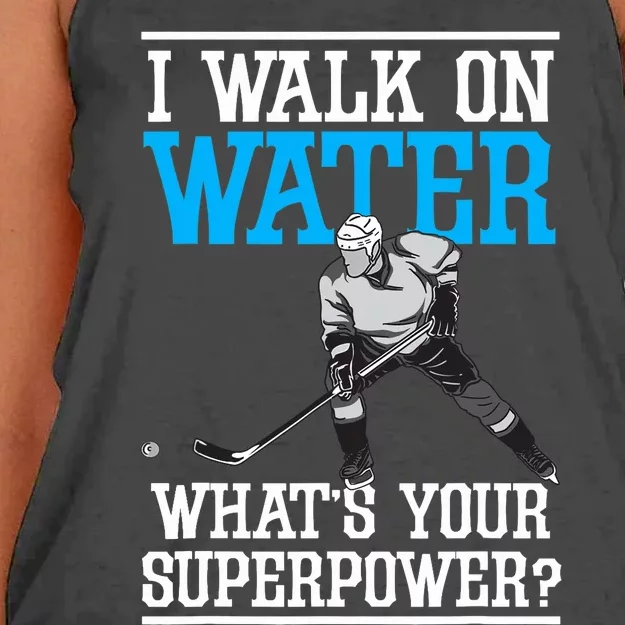 I Walk On Water Ice Hockey Player Skating Women's Knotted Racerback Tank