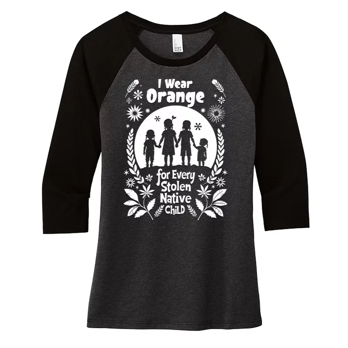 I Wear Orange For Every American Native Child Indian Pride Women's Tri-Blend 3/4-Sleeve Raglan Shirt