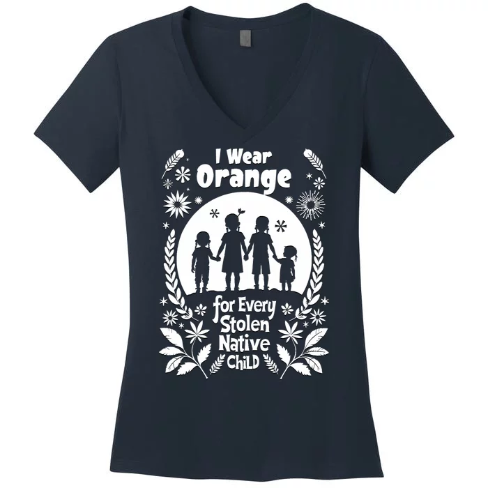 I Wear Orange For Every American Native Child Indian Pride Women's V-Neck T-Shirt