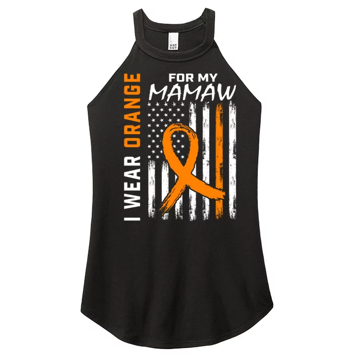 I Wear Orange For My Mamaw Kidney Cancer Awareness Flag Women’s Perfect Tri Rocker Tank