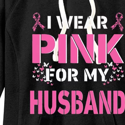 I Wear Pink For My Husband Breast Cancer Awareness Faith Women's Fleece Hoodie