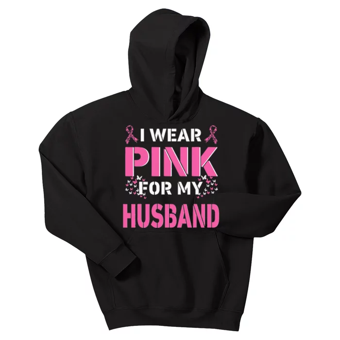 I Wear Pink For My Husband Breast Cancer Awareness Faith Kids Hoodie