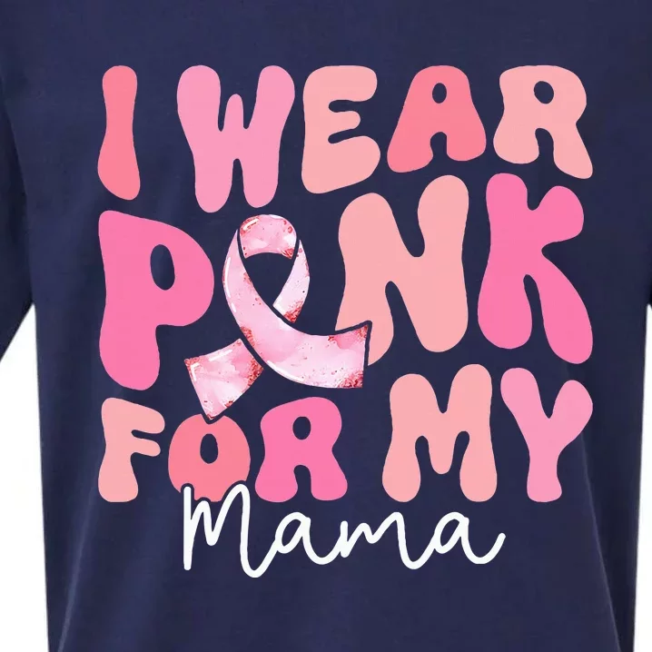 I Wear Pink For My Mama Breast Cancer Groovy Support Squads Sueded Cloud Jersey T-Shirt