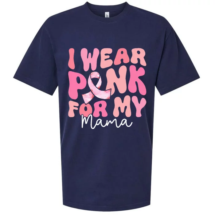 I Wear Pink For My Mama Breast Cancer Groovy Support Squads Sueded Cloud Jersey T-Shirt