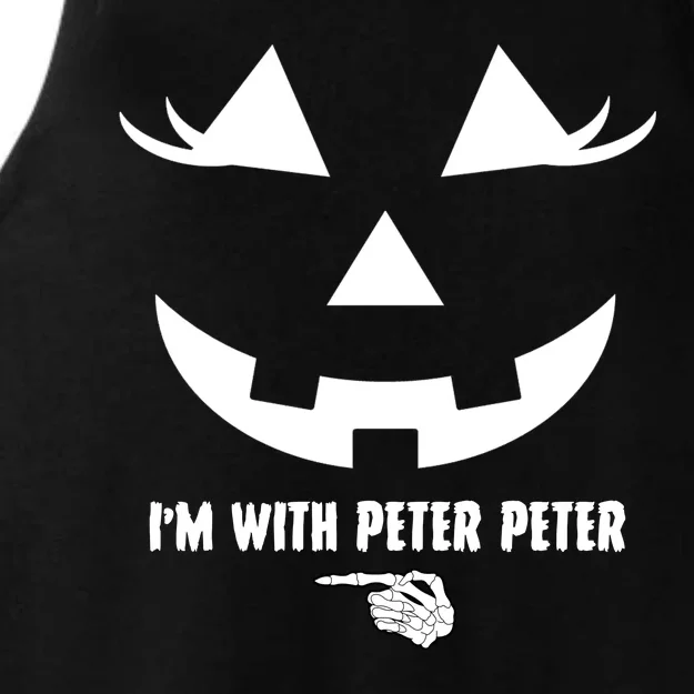 I'm With Peter Peter Skeleton Hand Pointing Matching Halloween Ladies Tri-Blend Wicking Tank