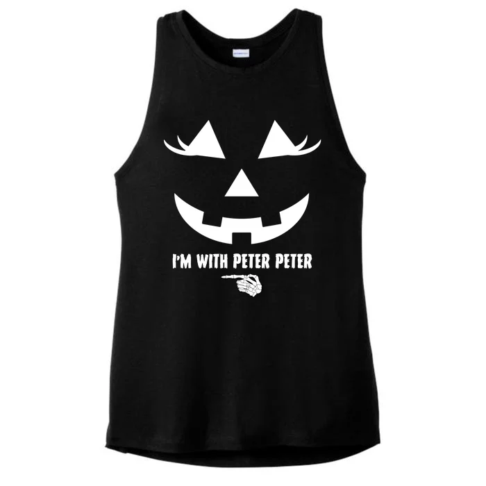 I'm With Peter Peter Skeleton Hand Pointing Matching Halloween Ladies Tri-Blend Wicking Tank