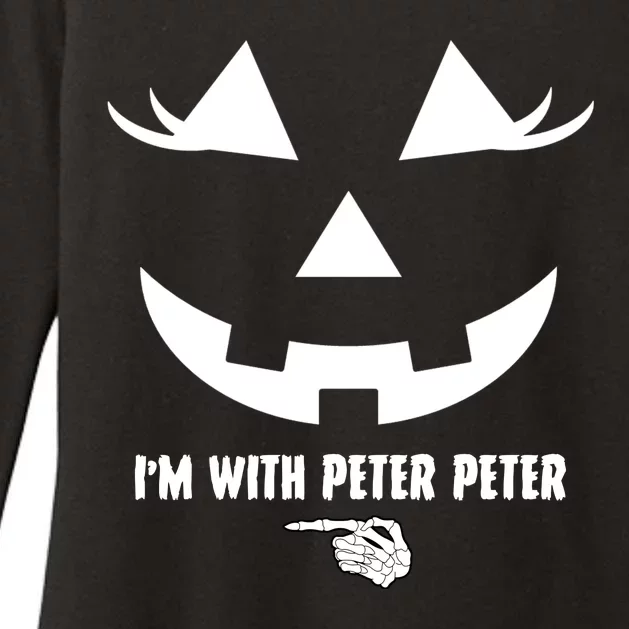 I'm With Peter Peter Skeleton Hand Pointing Matching Halloween Womens CVC Long Sleeve Shirt