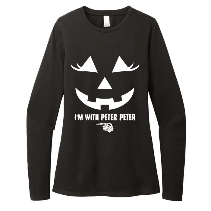 I'm With Peter Peter Skeleton Hand Pointing Matching Halloween Womens CVC Long Sleeve Shirt